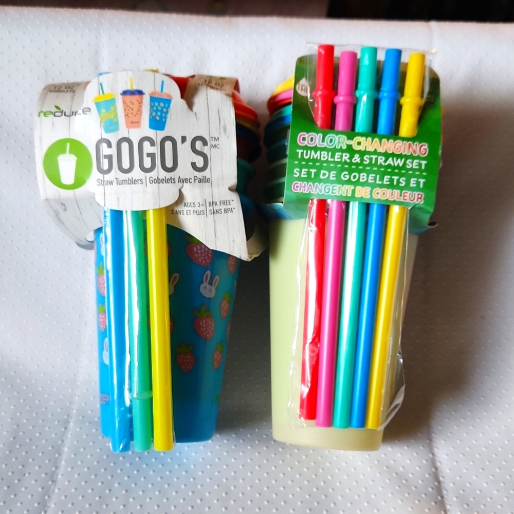 New 12 OZ Color Changing Cups 5 cups and 3 cups Gogo reduced straw tumbler.